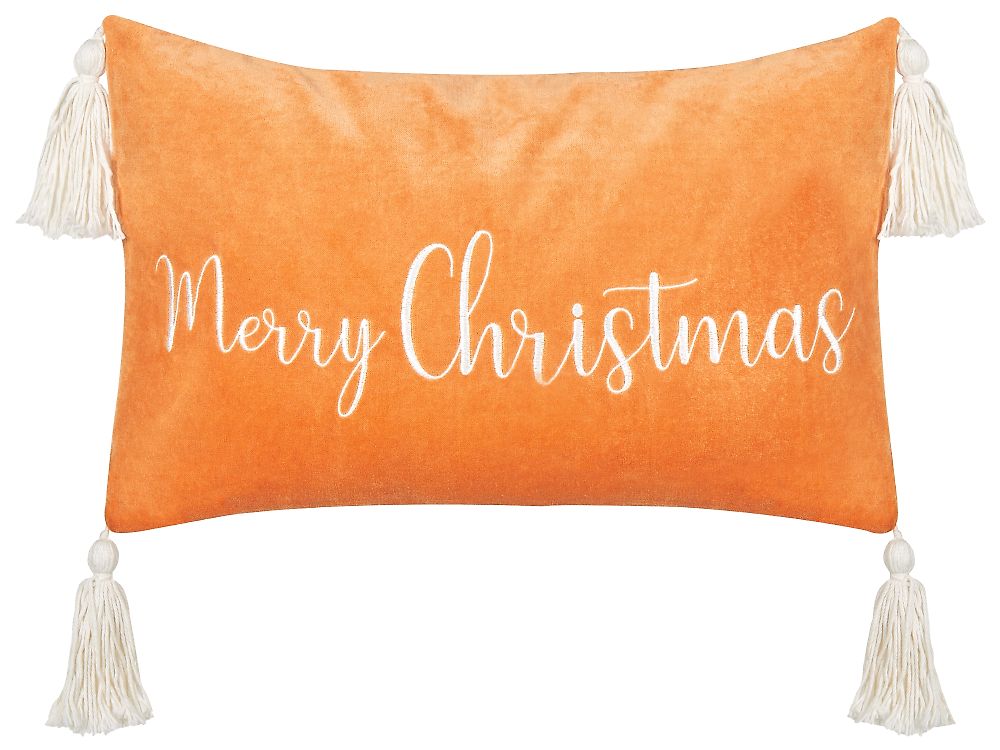 Throw Cushion LITHOPS 30 x 50 cm Velvet Orange Christmas Motif