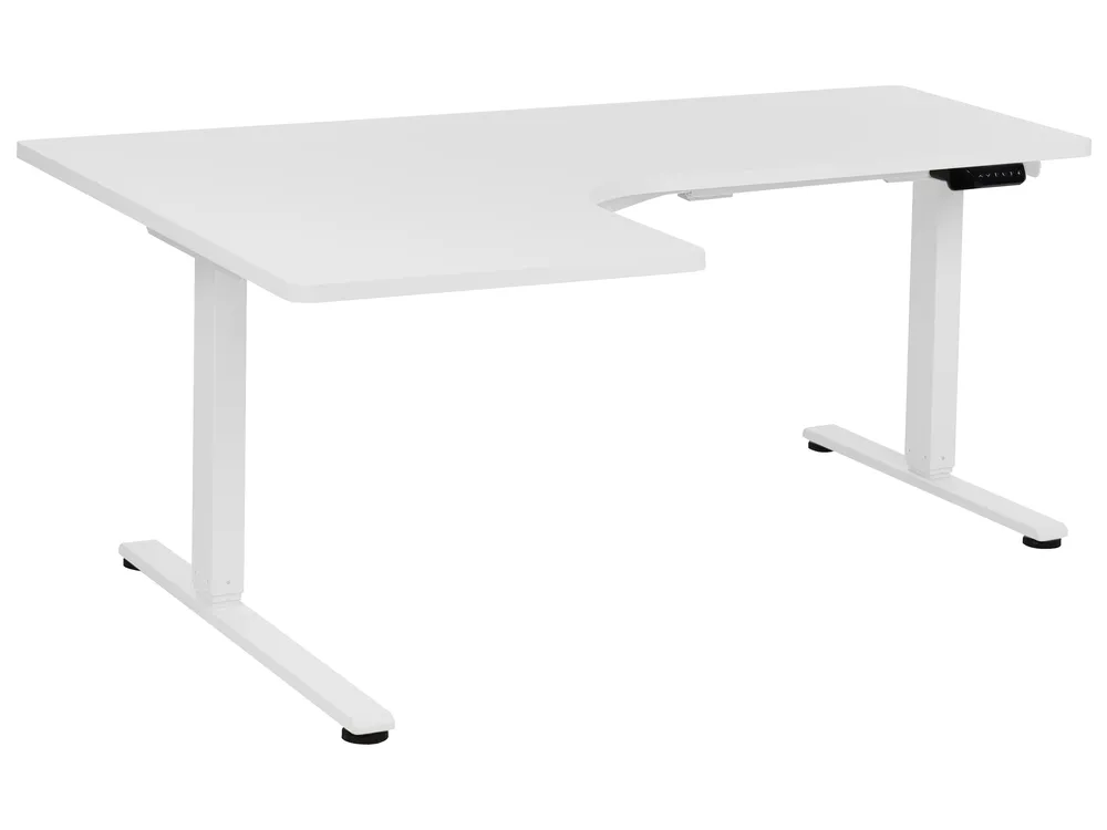 Eckschreibtisch elektrisch höhenverstellbar DESTINES 160 cm 109 cm Weiß linksseitig_927745