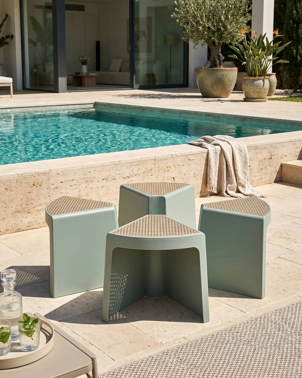 Gartenhocker 4er Set EVROS Mintgrün