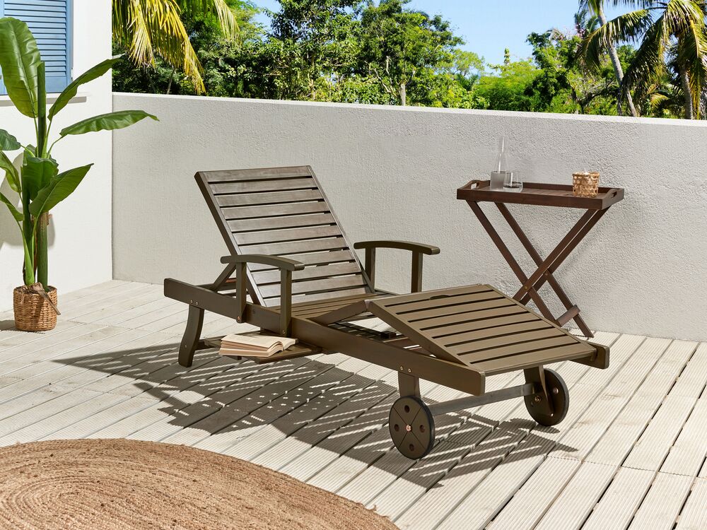 Sonnenliege AMANTEA II mit Relaxfunktion Akazienholz Dunkelbraun