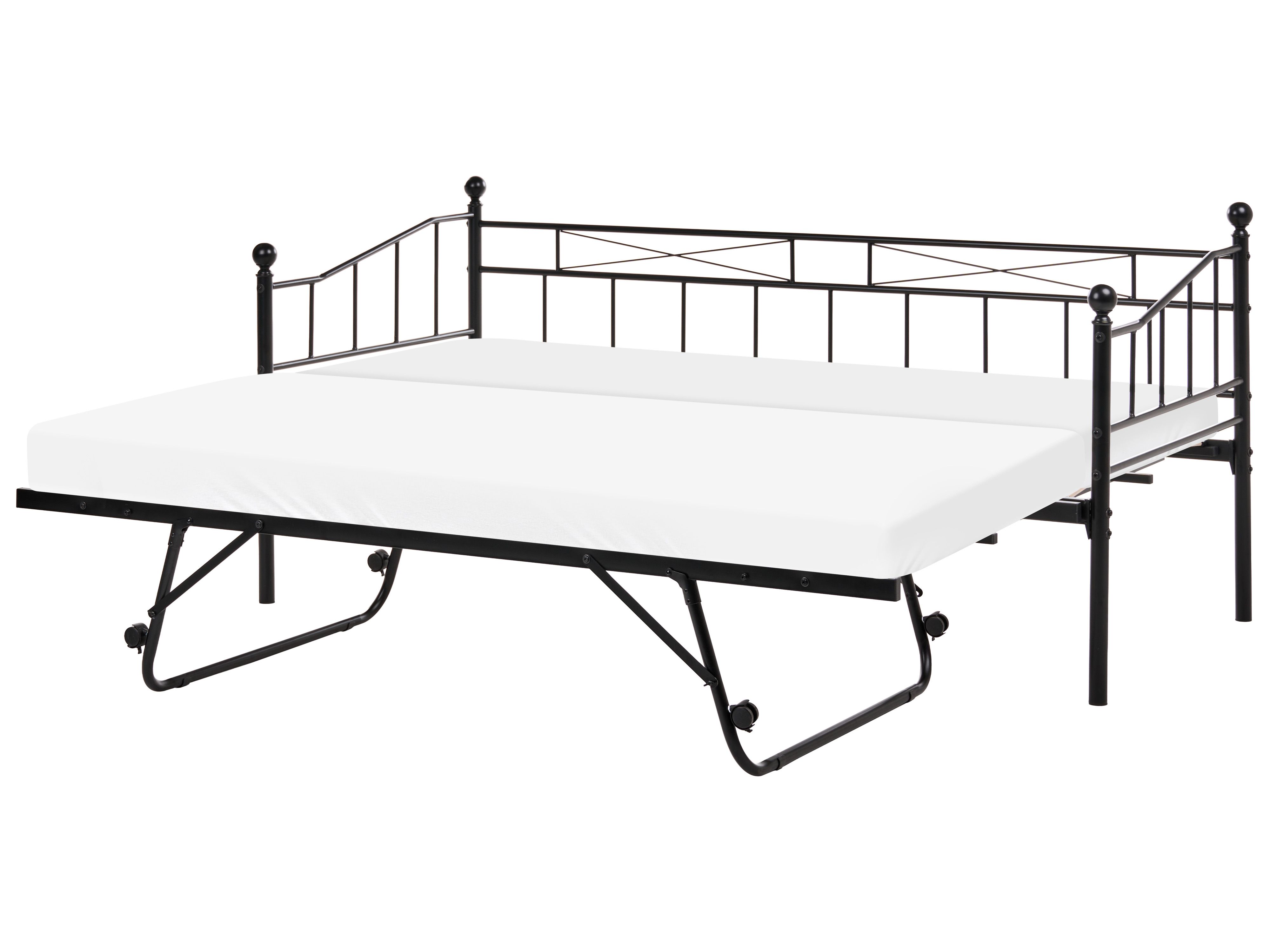 Tagesbett Metall LOUANNEC 90 x 200 cm ausziehbar Schwarz