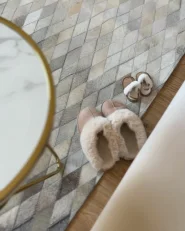 Rug MALDAN Beige 140 x 200 cm Leather_1041838