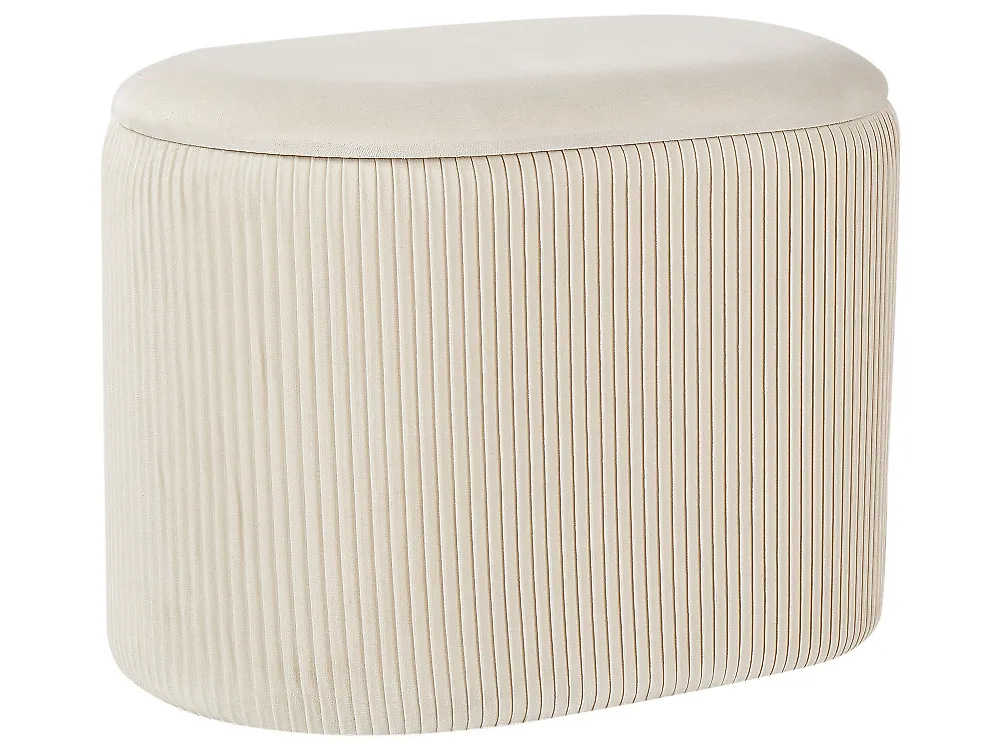 Pouf mit Stauraum RICHLAND Samtstoff Hellbeige