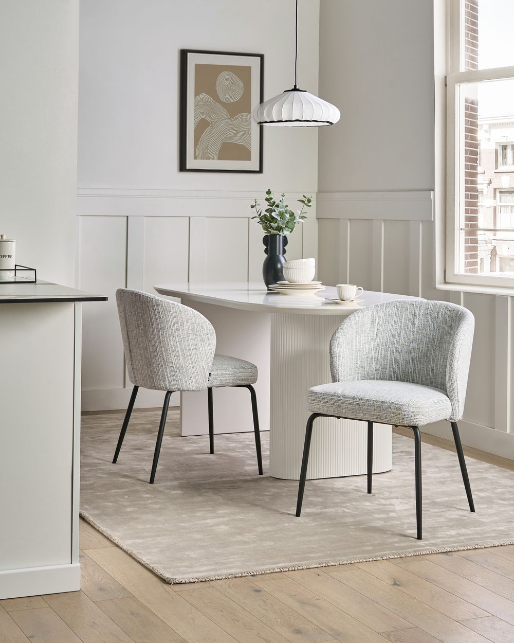 Set van 2 eetkamerstoelen ZANA Stof Wit/blauw