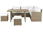 Lounge Set mit Tisch und Ottomane 5-Sitzer BARDI inkl. Kissen Polyrattan Braun_820356