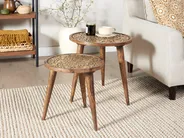 Set of 2 Side Tables RANJA Mango Wood Brown_857327