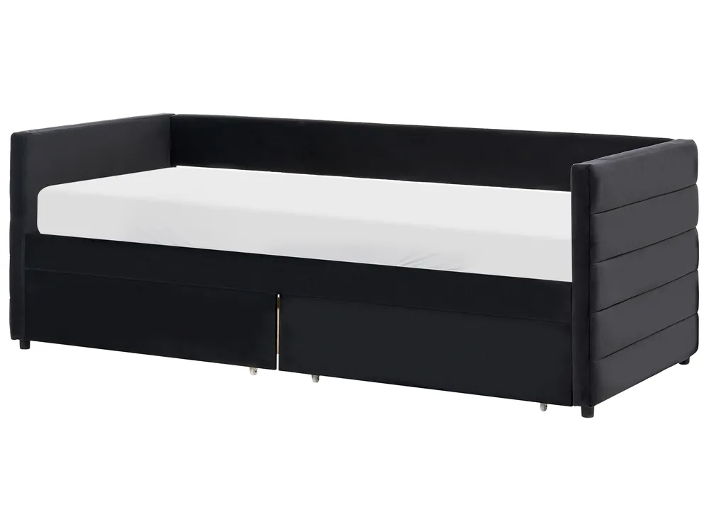 Tagesbett mit Stauraum MARRAY Samtstoff Schwarz 90 x 200 cm_1069232