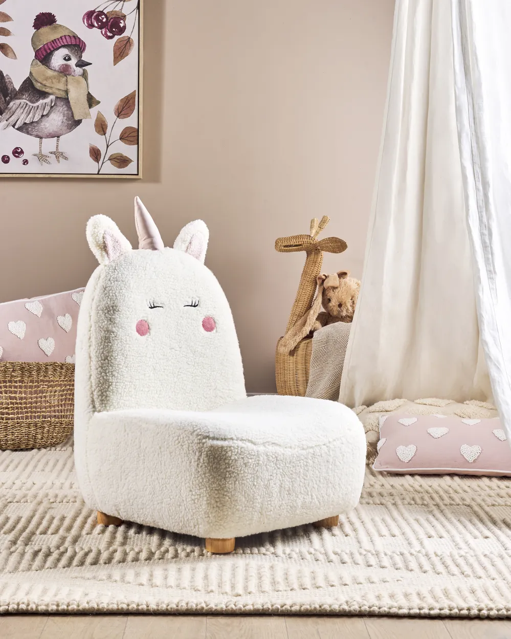 Kindersessel Einhorn LULEA Bouclé Cremeweiß