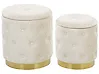 Pouf mit Stauraum 2er Set PUEBLO Samtstoff Weiß