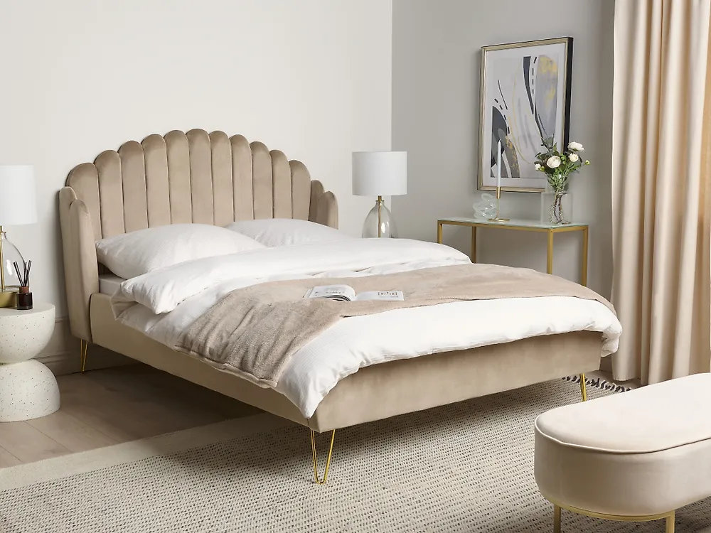 Bed Velvet AMBILLOU 140 x 200 cm (EU Double) Taupe_1178817