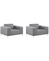 Set of 2 Garden Armchairs ROVIGO Fabric Grey