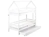 Hochbett mit Schubladen Haus Kiefernholz GIRGOLS 90 x 200 cm mit Stauraum Weiß