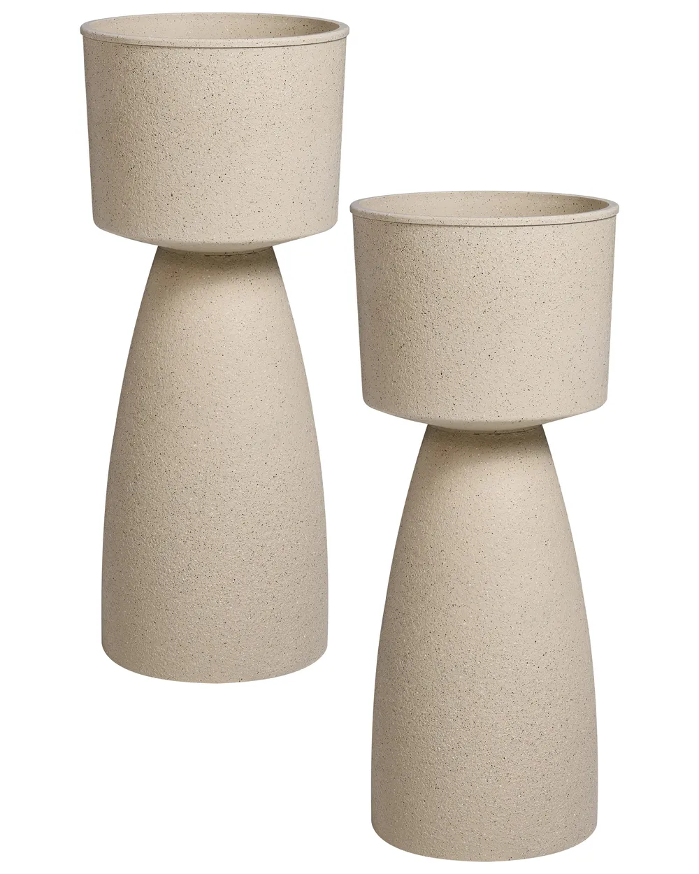 Set of 2 Plant Pots MYOSOTIS 28 cm Beige