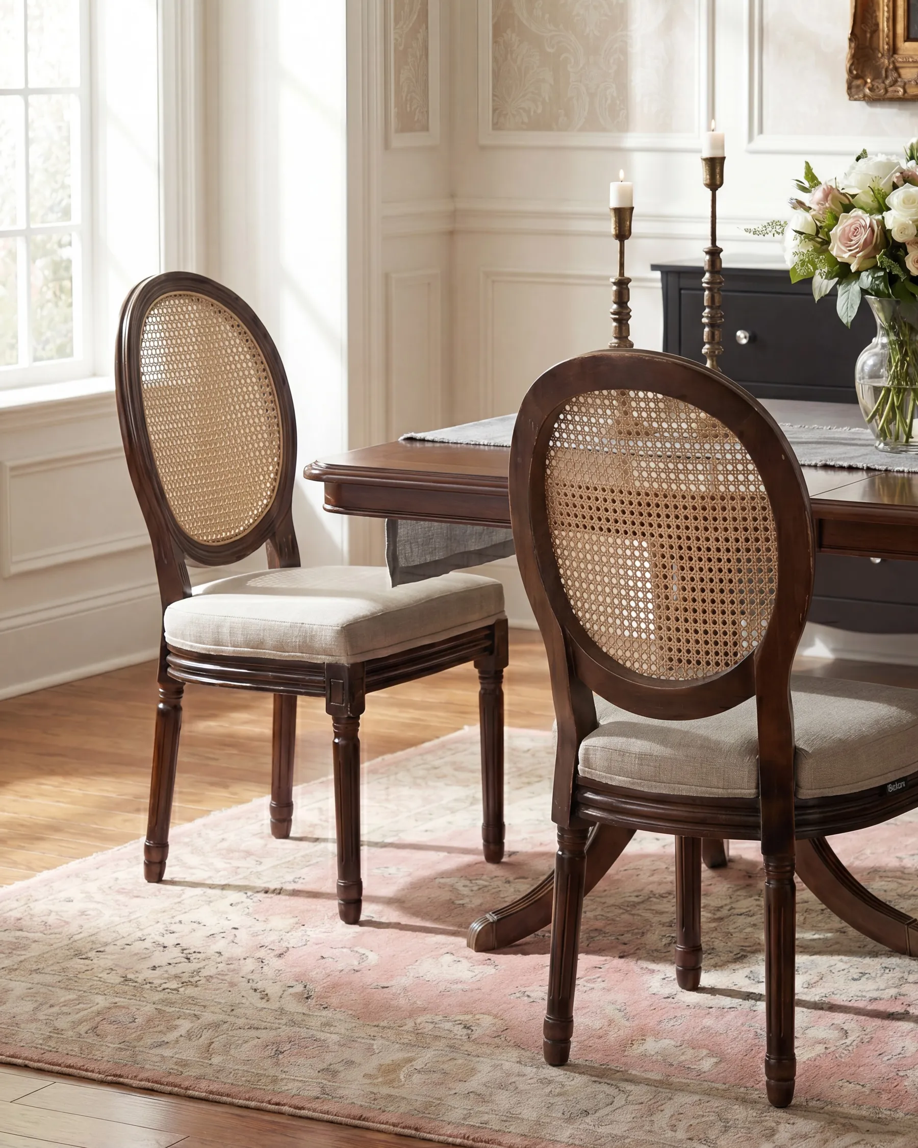 Set of 2 Chairs NIVLOC Wood Dark Brown/ Beige_1095723