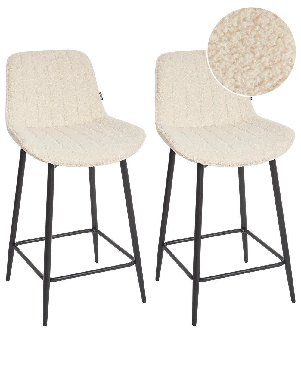 Set mit 2 Barstühlen DUBROVNIK Bouclé Hellbeige