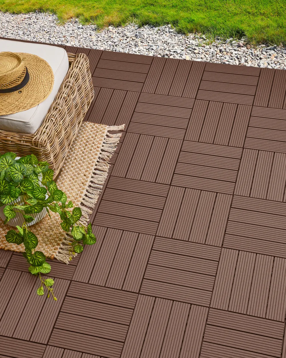 Terrassenfliesen ATELETA Holz- Plastik- Verbundstoffe (WPC) Braun