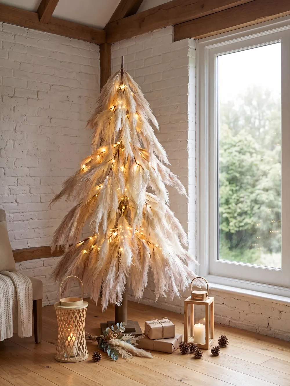 Outdoor Decoration LED BIFROST 123 cm Christmas Tree Beige_1085173