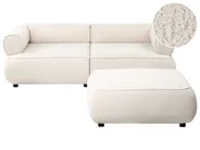 Sofa 3-Sitzer SALLA mit Ottomane Bouclé Cremeweiß_1058222