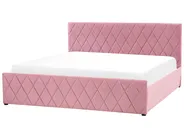Bett mit Stauraum ROCHEFORT Samtstoff Rosa 180 x 200 cm_857450