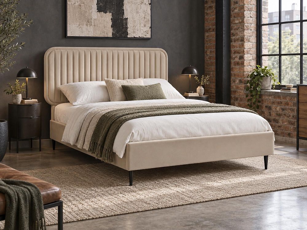 Bed Velvet BRIN 140 x 200 cm (EU Double) Taupe