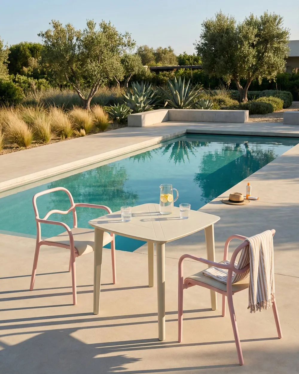 Gartenstuhl 2er Set THASOS Kunststoff Pastellrosa