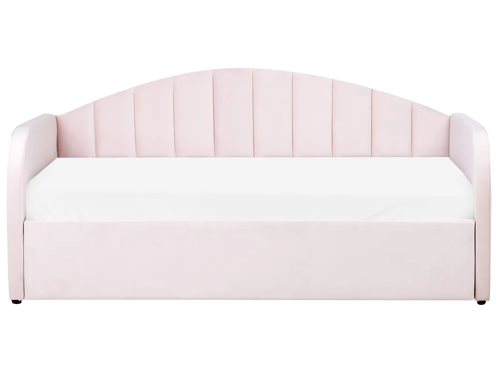 Ausziehbett Samtstoff EYBURIE 90 x 200 cm Pastellrosa_844363