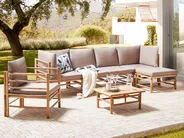 Garden Lounge Set with Table 6 Seater CERRETO Bamboo Taupe Left Hand_908829