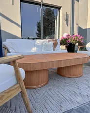 Outdoor Couchtisch AIROLE 150 cm 70 cm Rattan Braun_945170
