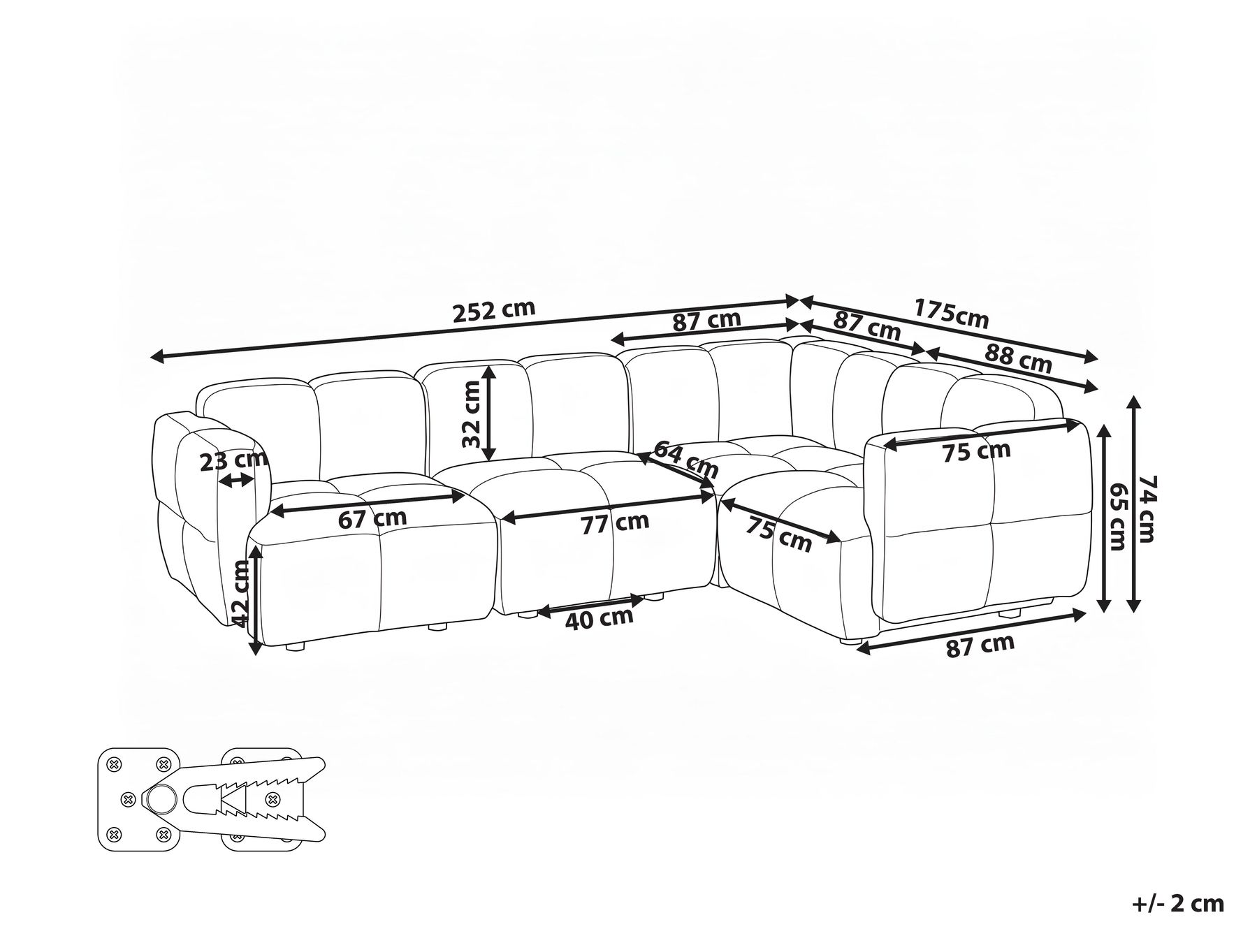 Modul Ecksofa 4-Sitzer MAKSABERG Stoff Beige linksseitig_1133639