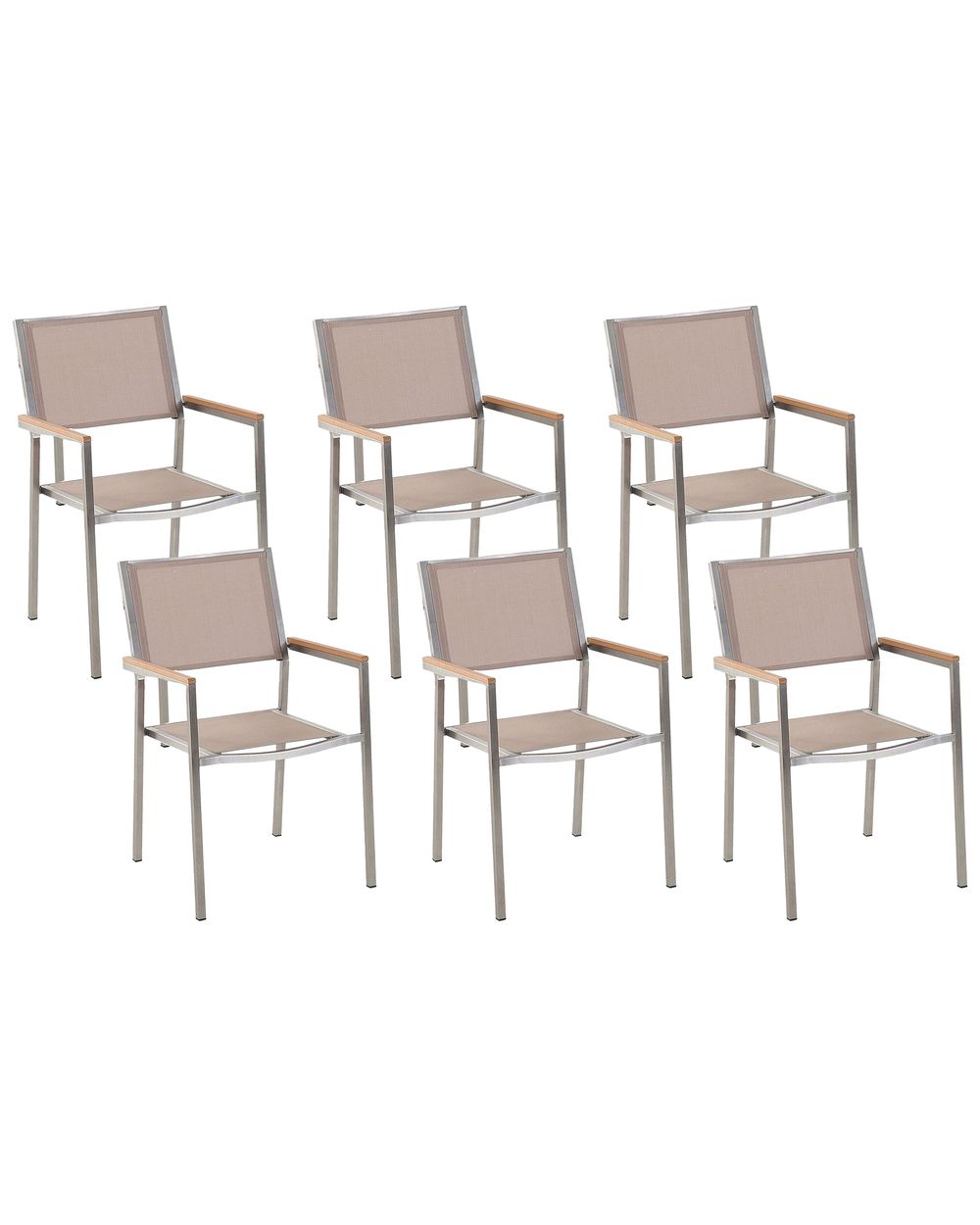 Set od 6 vrtnih stolica GROSSETO Nehrđajući čelik bež