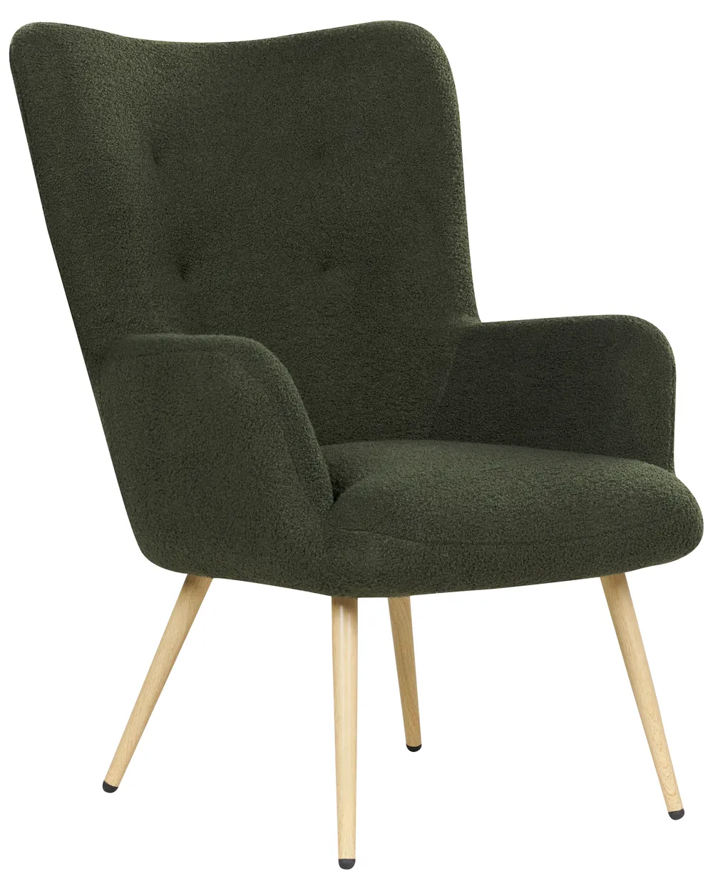 Wingback Chair VEJLE with Footstool Boucle Dark Green_901576