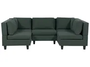 U-förmiges Modulsofa 5-Sitzer UNSTAD Stoff Dunkelgrün_893434