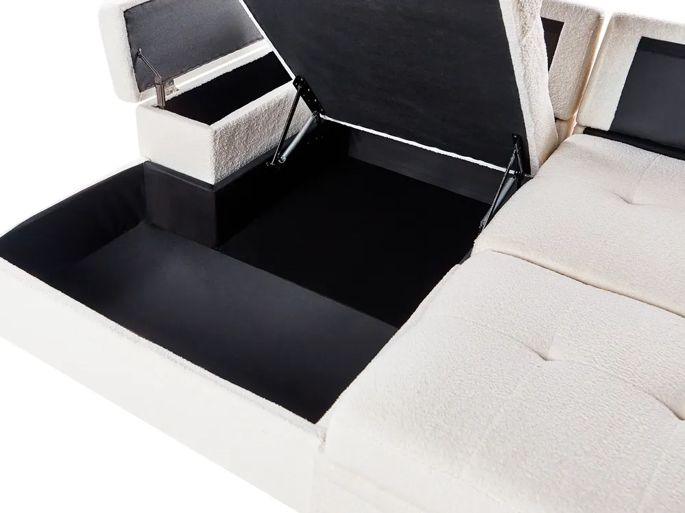 Eckschlafsofa 3-Sitzer HRISEY mit Stauraum Bouclé Weiß rechtsseitig_956074