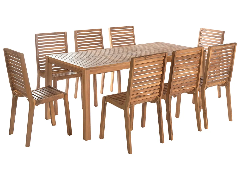 Gartenmöbel Set 8-Sitzer OMBRIANO zertifiziertes Akazienholz Hellbraun