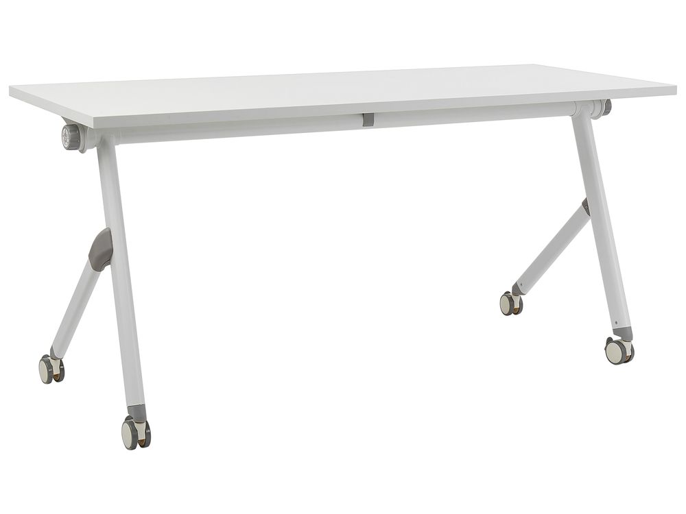 Foldable Office Desk BENDI 160 cm 60 cm with Wheels White