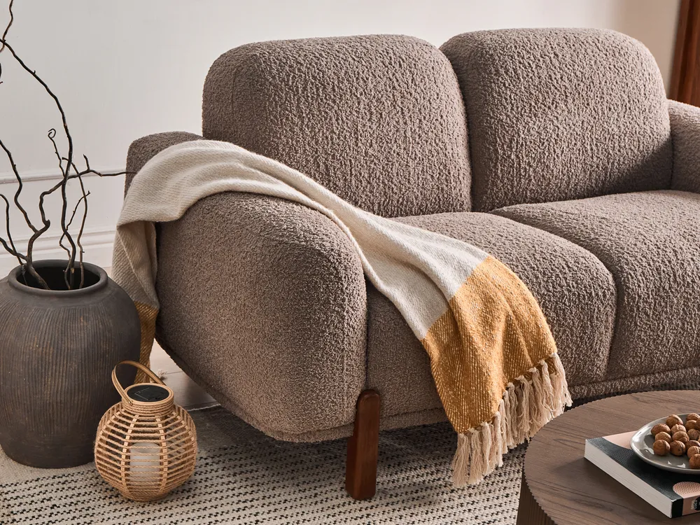 Living Room Set 4 Seater ODNES Boucle Taupe_1052959
