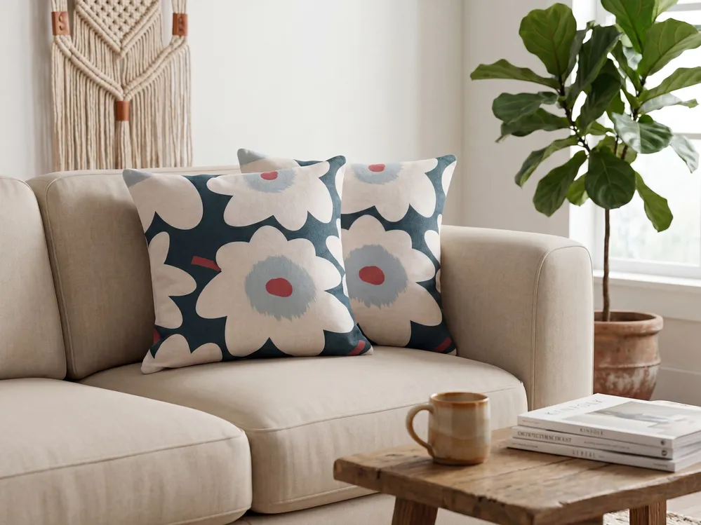 Dekokissen 2er Set SESBANIA 45 x 45 cm Bunt Blumenmuster