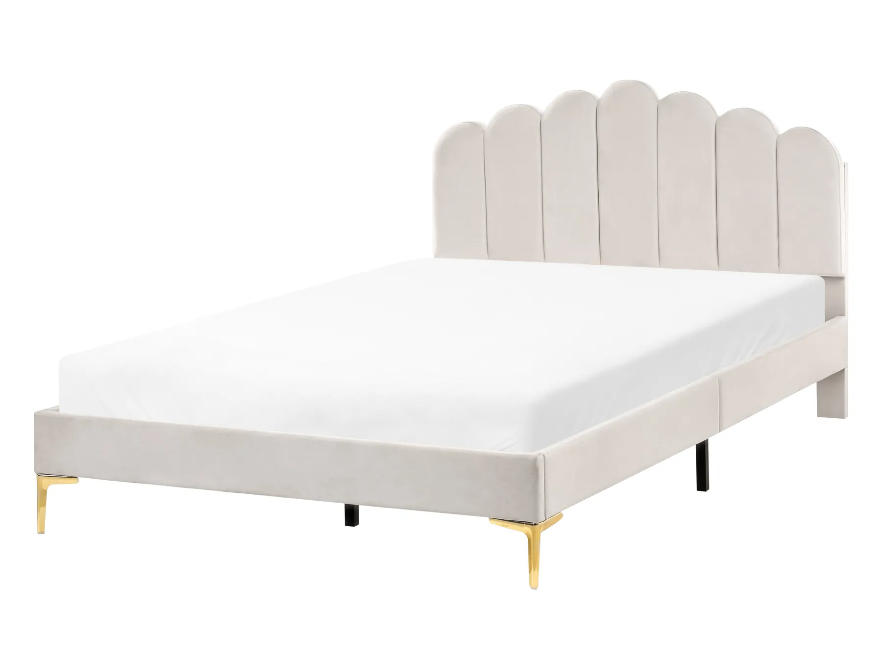 Bed Velvet SAUVIAN 140 x 200 cm (EU Double) Off-White_1014441