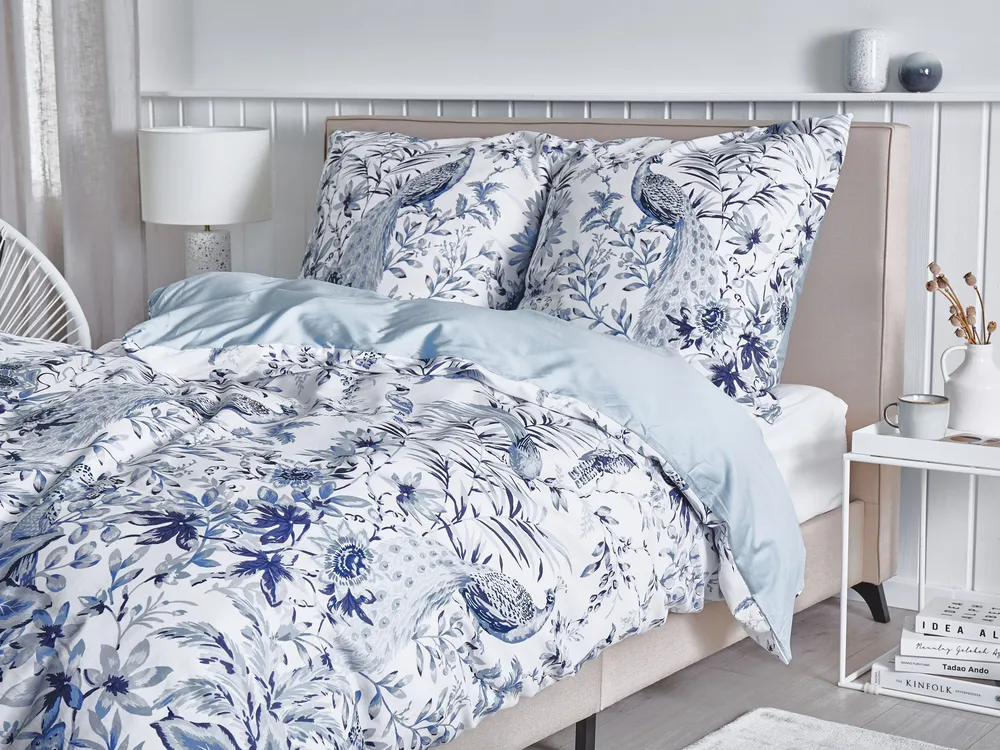 Bettwäsche-Set BALLARD 155 x 220 cm Baumwollsatin Blau