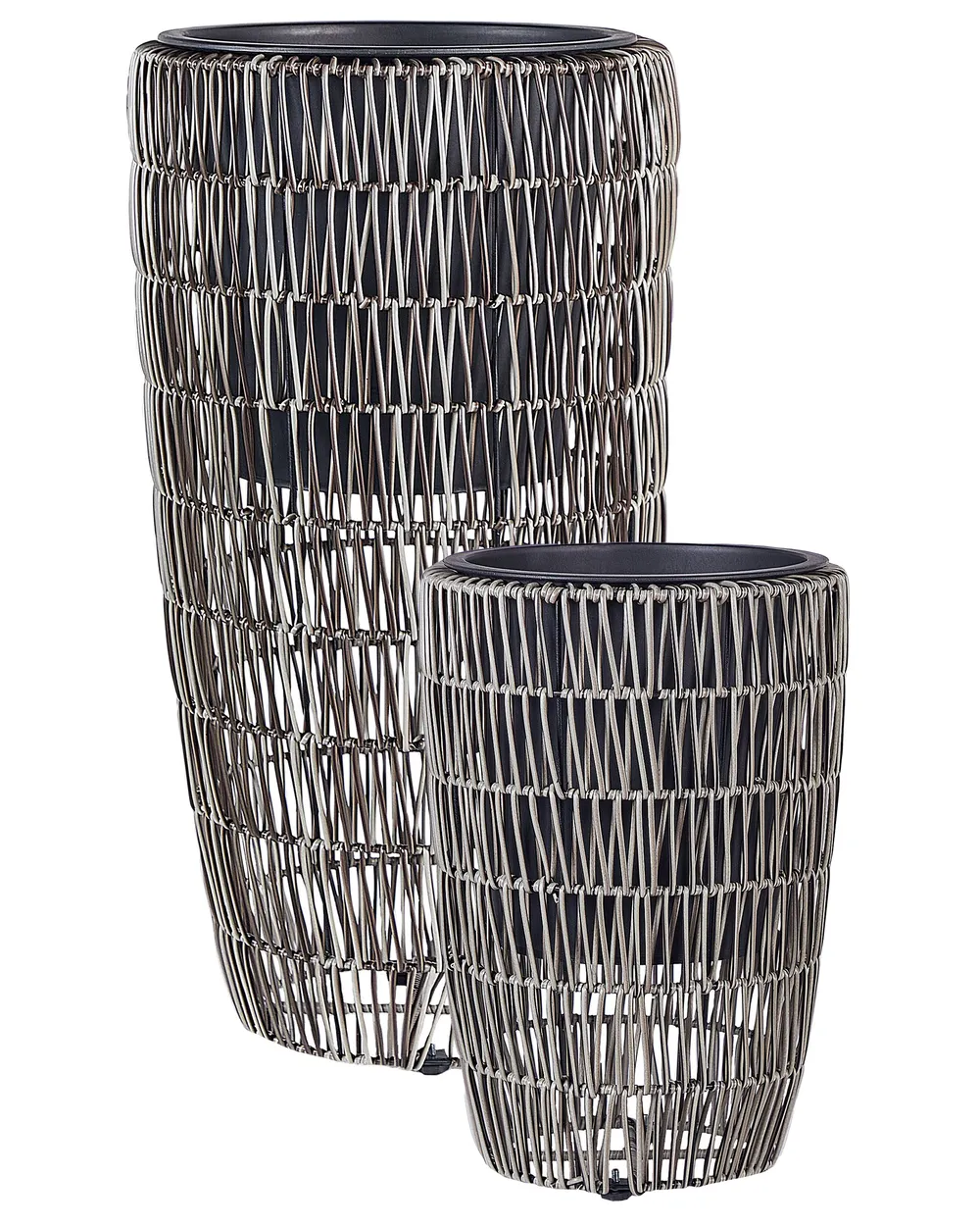 Set mit 2 Blumentöpfen CHELONE 26/34 cm Polyrattan Braun