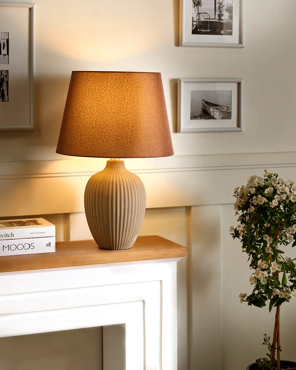 Tischlampe FERGUS Keramik Braun