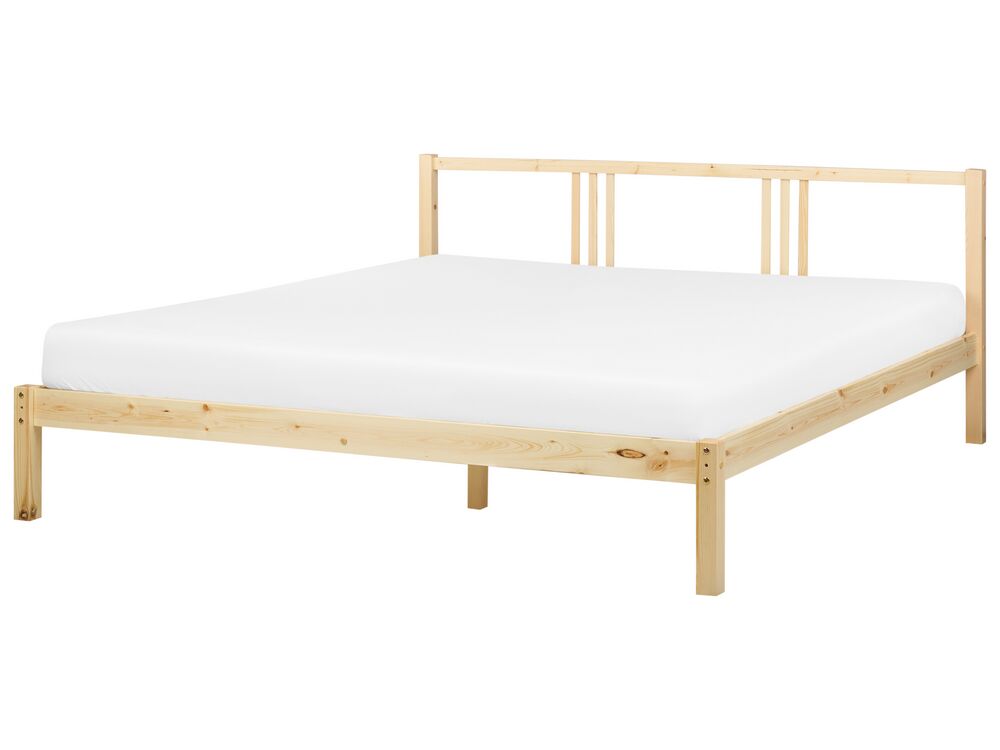 Bed Pine Wood VANNES 180 x 200 cm (EU Super King) Light Brown