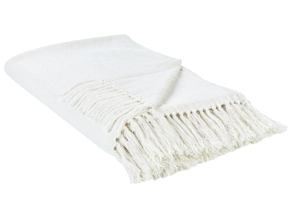 Kuscheldecke AMPARA Baumwolle 150 x 200 cm Cremeweiß