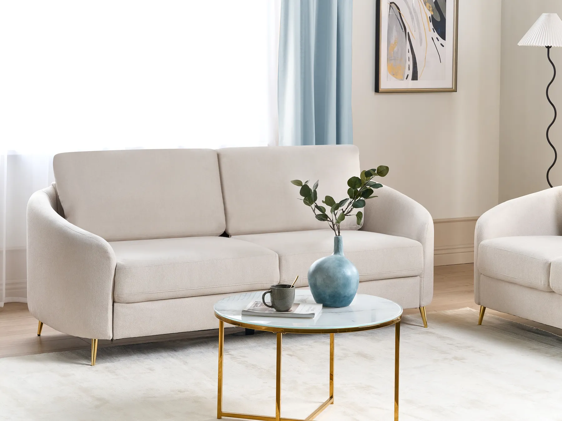 Sofa 3-Sitzer TROSA Stoff Beige_910926
