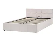Ottoman Bed LAURESSES Fabric Light Beige 120 x 200 cm (EU Small Double)_1150422