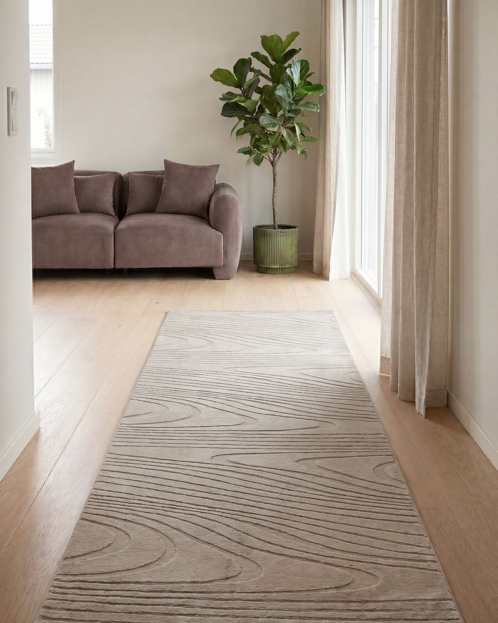 Faux Fur Rug ONTAKE Beige 80 x 300 cm