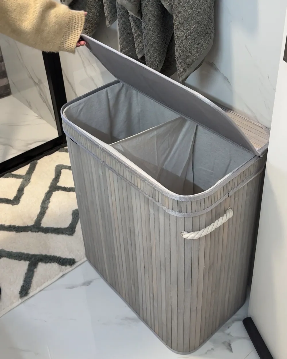 Bamboo basket, KALTHOTA, grey DEF
