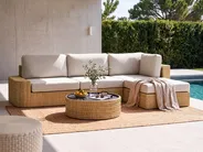 Garten Ecksofa mit Tisch 4-Sitzer OLIVERI Polyrattan Beige linksseitig_1073684