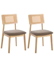 Esszimmerstuhl 2er Set EMBAR Holz Hellbraun / Taupe_1085105