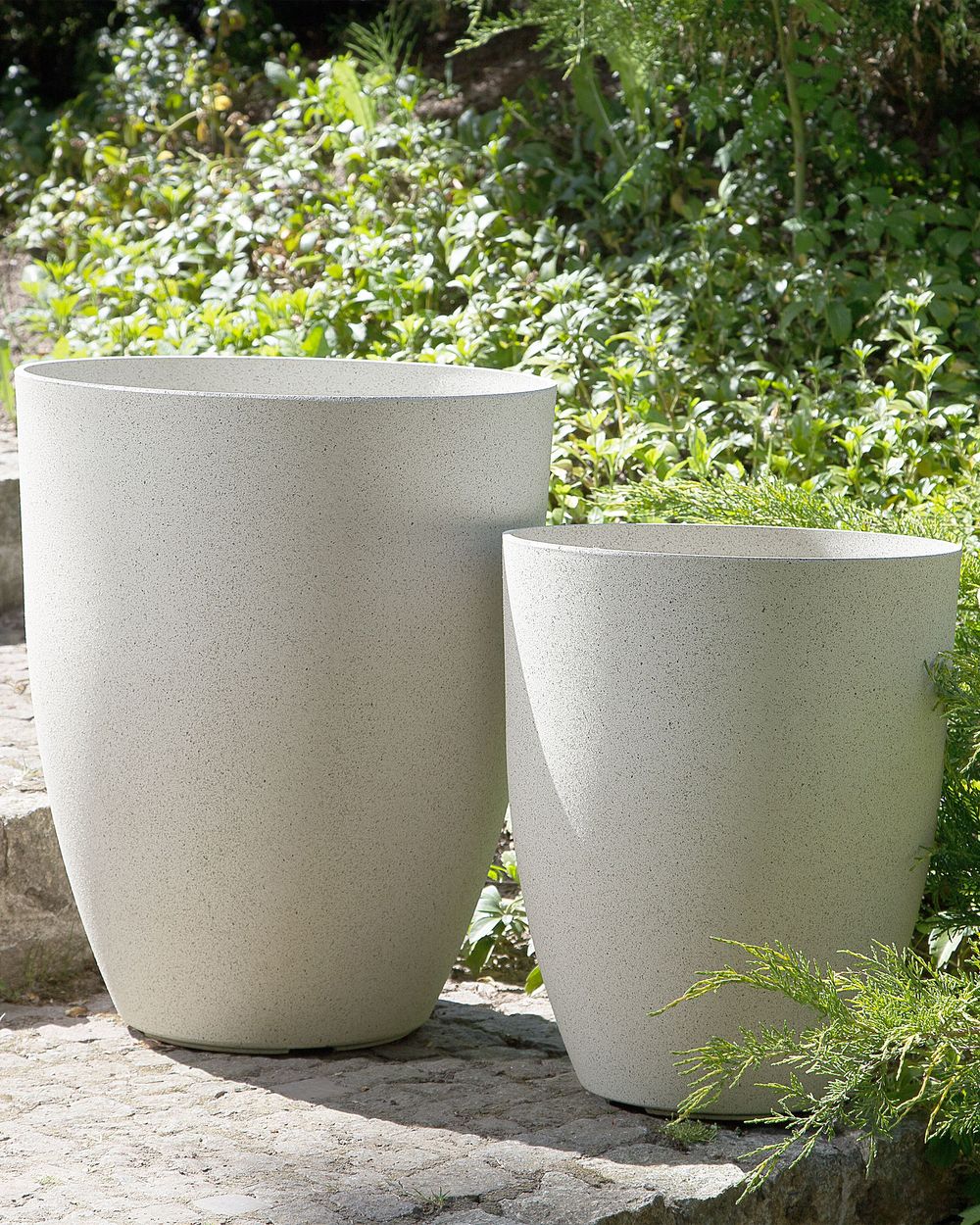 Set mit 2 Blumentöpfen CROTON 43 cm Cremeweiß